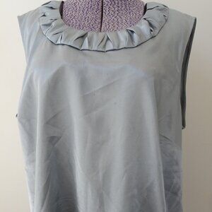 Kasper Silver Gray Dressy Blouse with Pleated Neckline - 16W